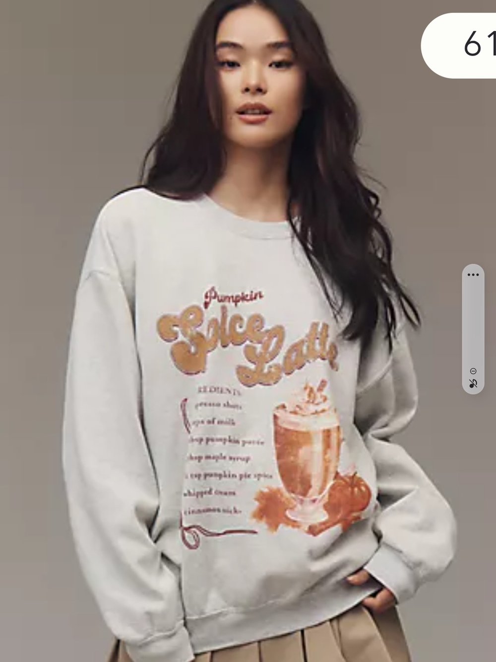 Cream Pumpkin Spice Latte Graphic Crewneck Sweatshirt
